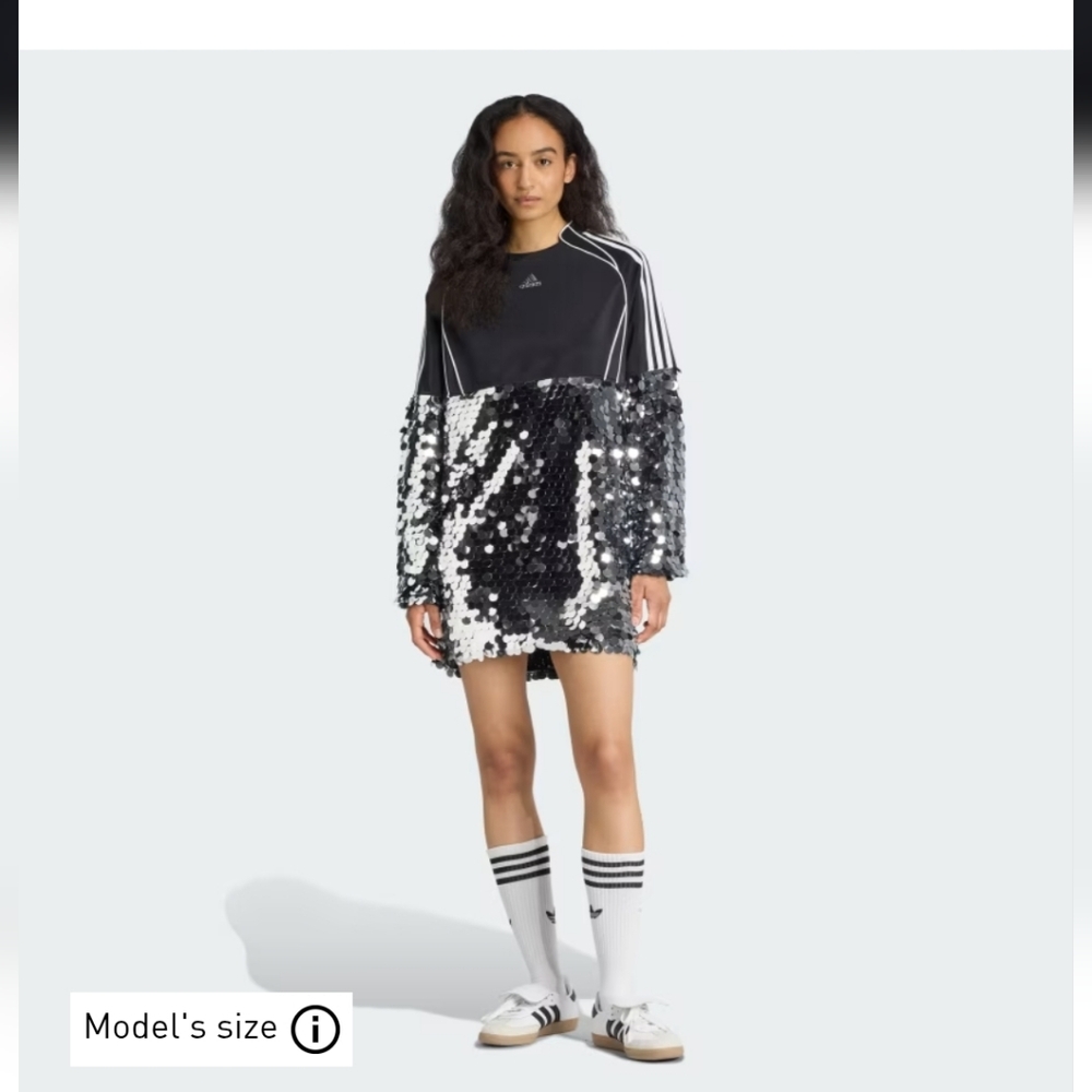 Adidas Black and Silver Sequin Mini Dress